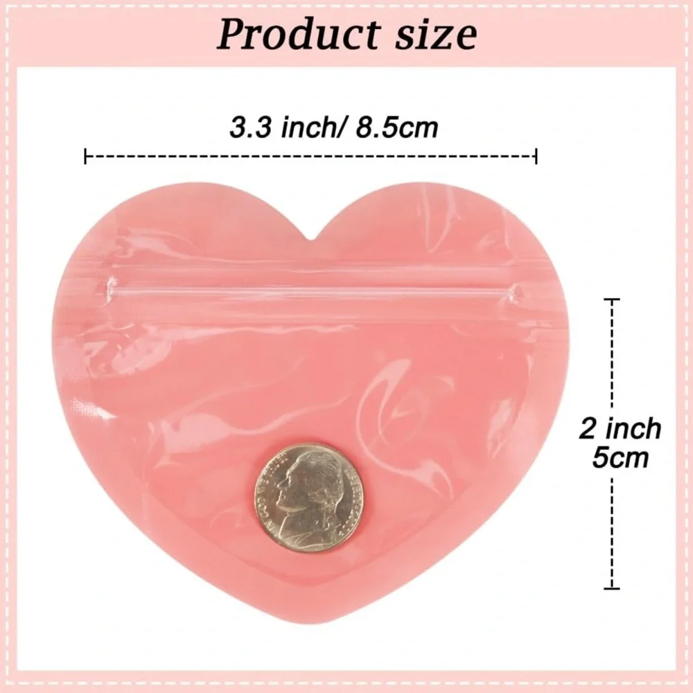 (25) Pink Heart-Shaped Resealable Bags